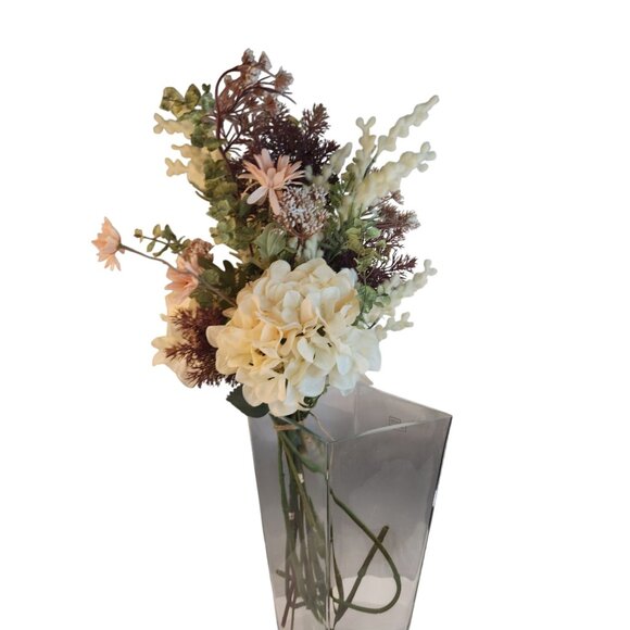 Artificial Floral Arrangement Beige Hydrangea & Cream Mum Bouquet Hand Tied - Picture 15 of 15